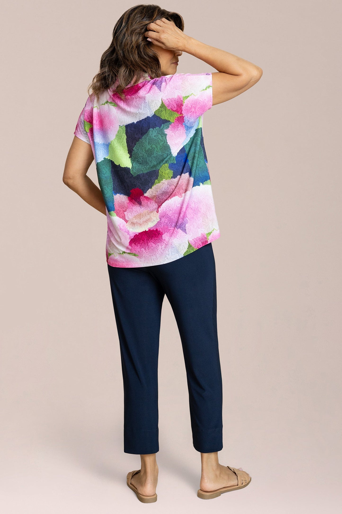 Deep V Top Print Short Sleeve