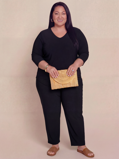Go To Soft V-Neck Top, 3/4 Sleeve