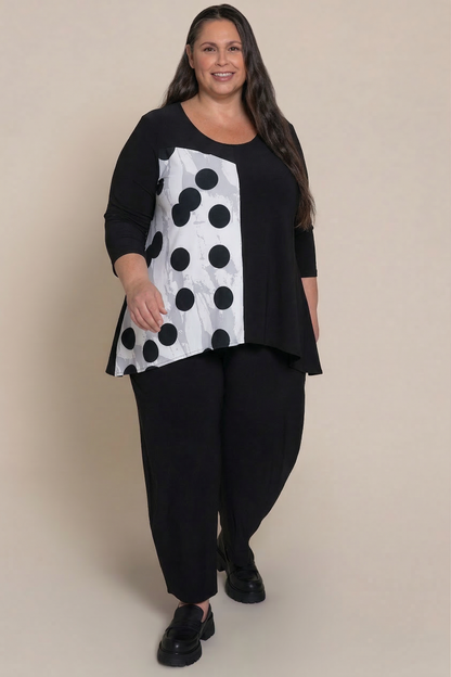 Go  To Low  Neck  T, Blocked Print