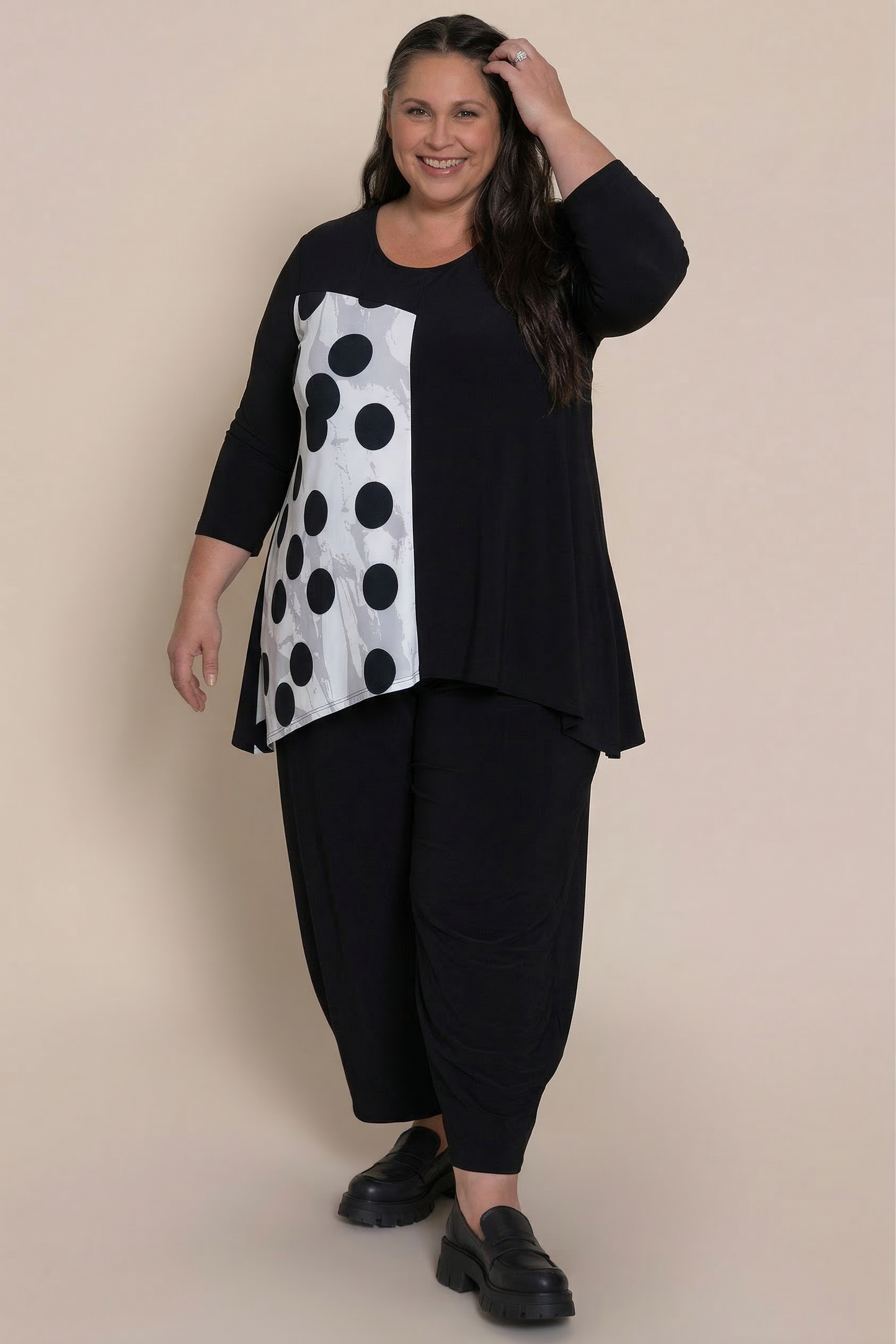 Go  To Low  Neck  T, Blocked Print