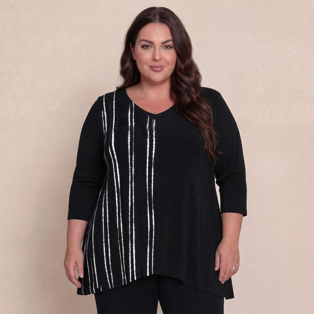 Go  To Low  Neck  T, Blocked Print
