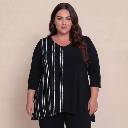 Go  To Low  Neck  T, Blocked Print