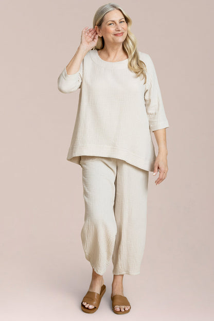 Breeze Nu Button Back Top, 3/4 Sleeve