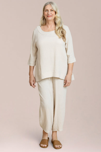 Breeze Nu Button Back Top, 3/4 Sleeve