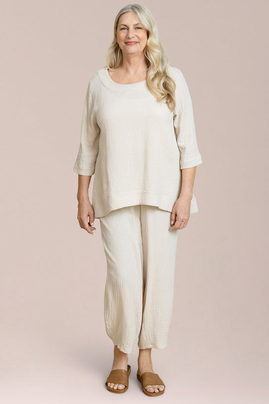Breeze Nu Button Back Top, 3/4 Sleeve