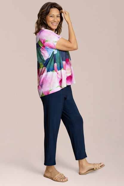 Deep V Top Print Short Sleeve