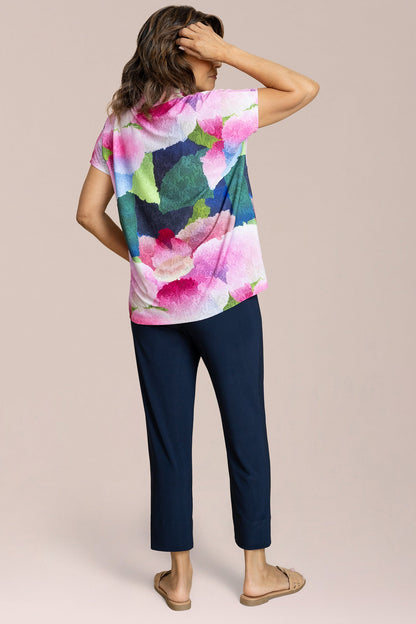 Deep V Top Print Short Sleeve