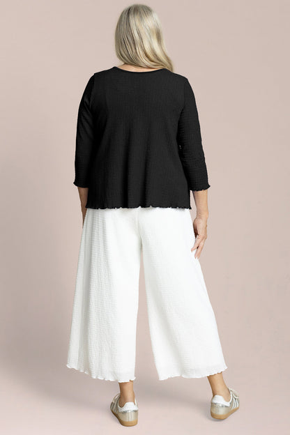 Pop V-Neck Top, 3/4 Slv