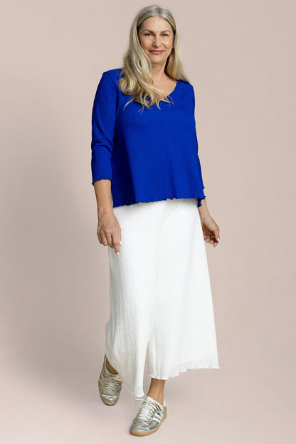 Pop V-Neck Top, 3/4 Slv