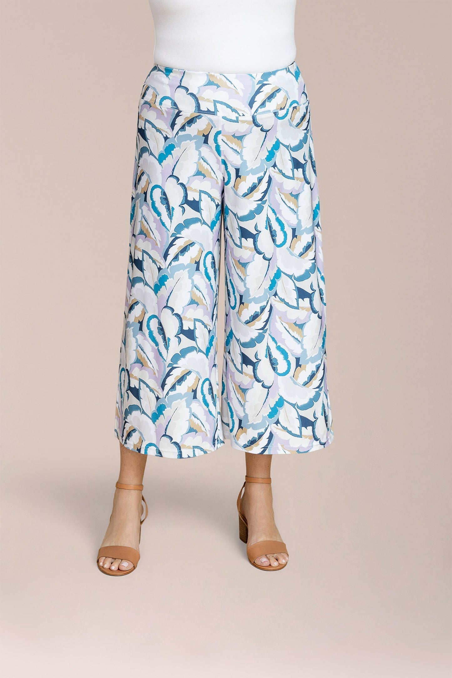 Side Slit Wide Capri, Print