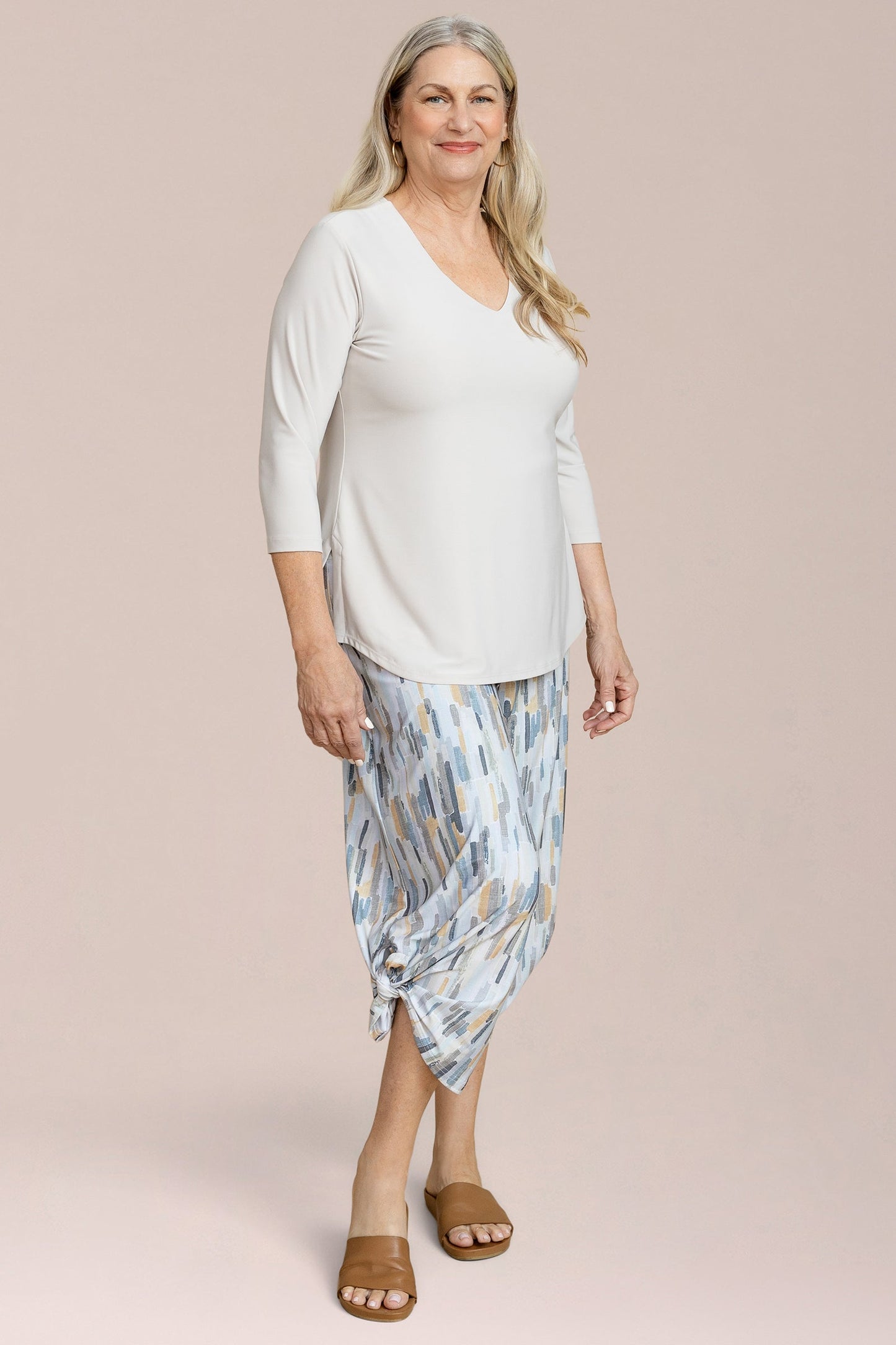 Side Slit Wide Capri, Print