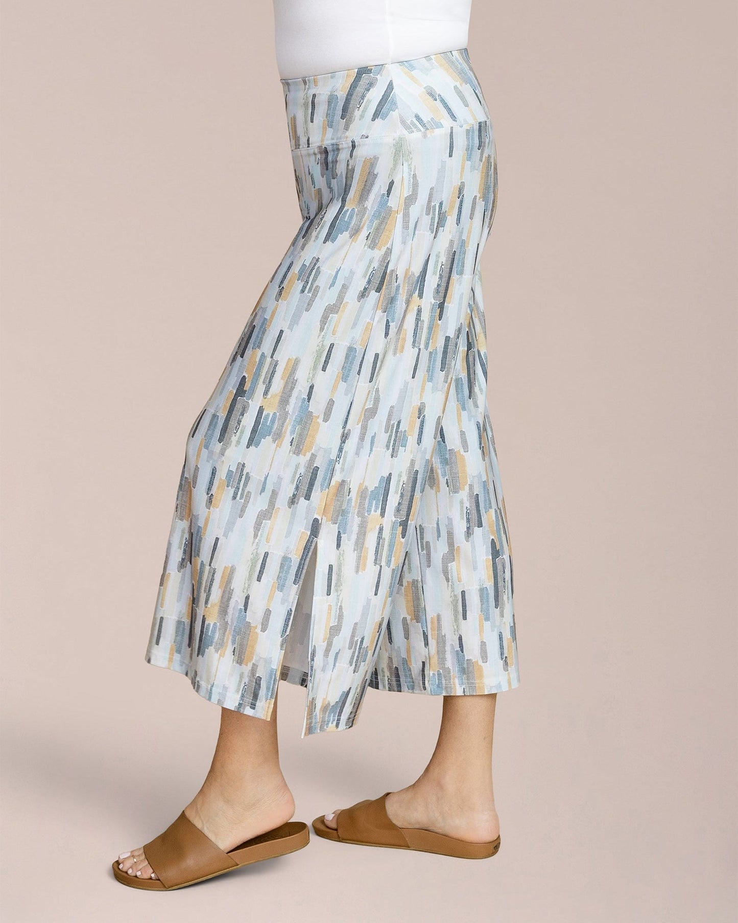 Side Slit Wide Capri, Print