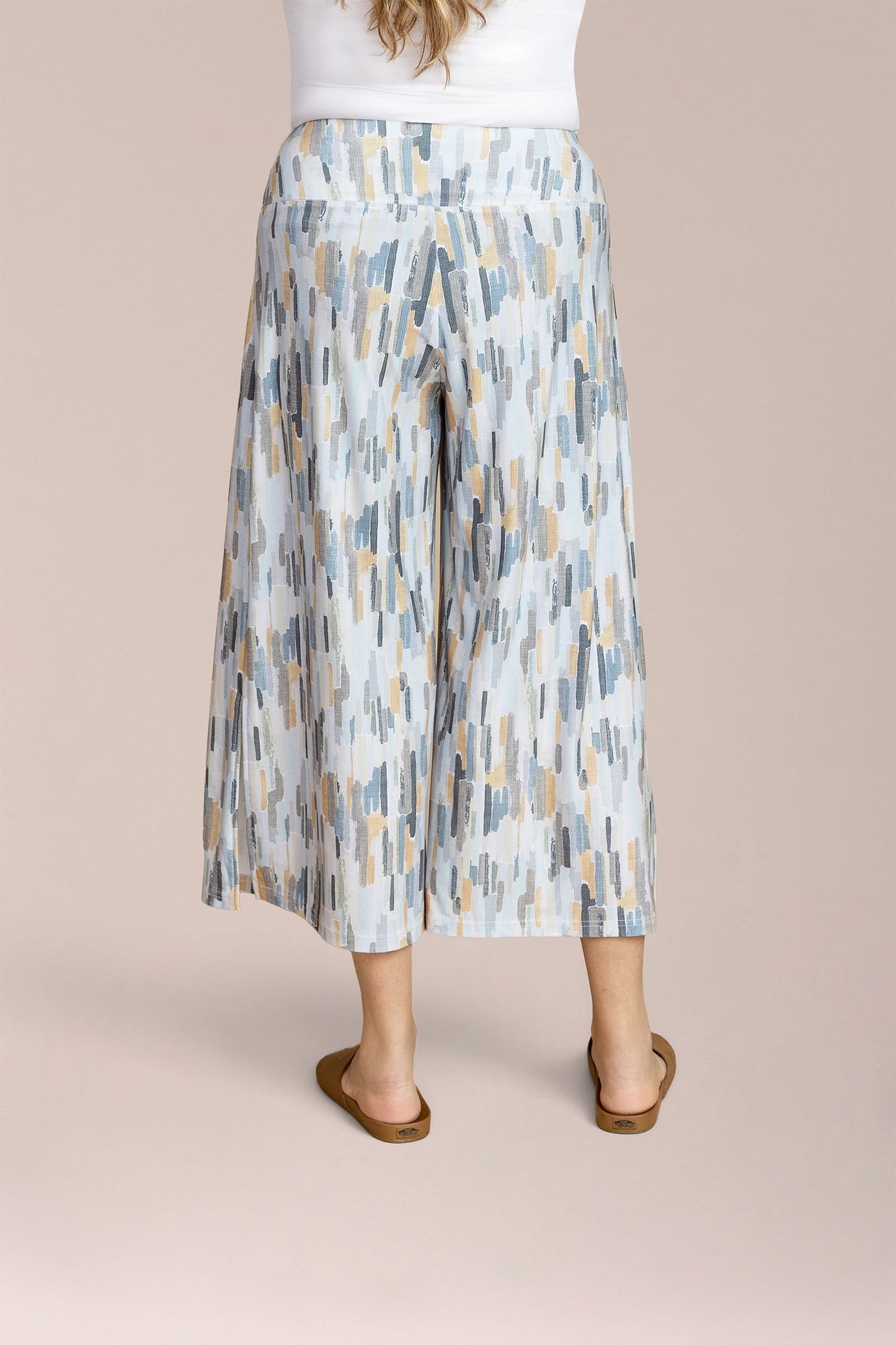 Side Slit Wide Capri, Print