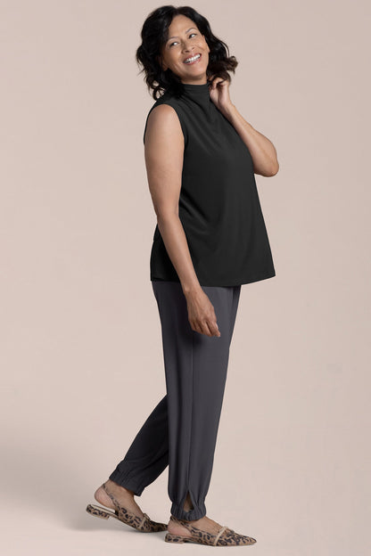 Sleeveless Echo Mock Neck Top