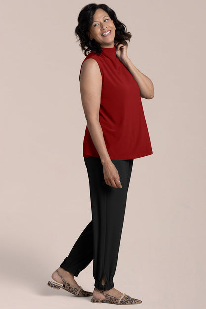 Sleeveless Echo Mock Neck Top